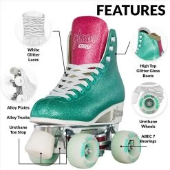 Disco Glam Roller Skates - Teal Glitter -Outdoor Skates Shop 1000x1000px Glam Infographic Features GTP 1024x1024@2x 35405.1631647553