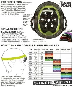 S1 Lifer Helmet - Glitter Silver -Outdoor Skates Shop 2019 specsandhead sizing chart 28247.1606233114.1280.1280 07157.1649114946