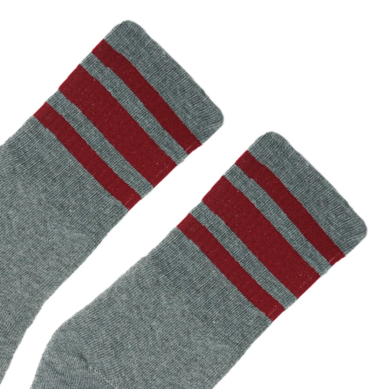 Socco Dark Heather Grey With Cardinal Stripes Crew Sock 2 Socco Dark Heather Grey With Cardinal Stripes Crew Sock - Image 2