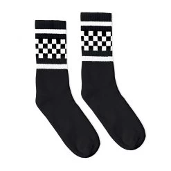 Socco Checkered Crew Socks - Black With White Checkers