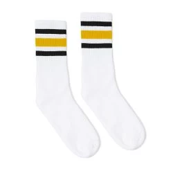 Socco Crew Socks - White With Black & Gold Stripes