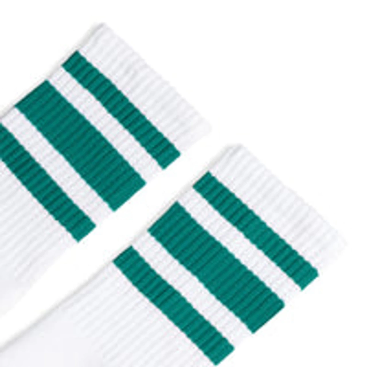 Socco Crew Socks - White With Teal Stripes 2 Socco Crew Socks - White With Teal Stripes - Image 2
