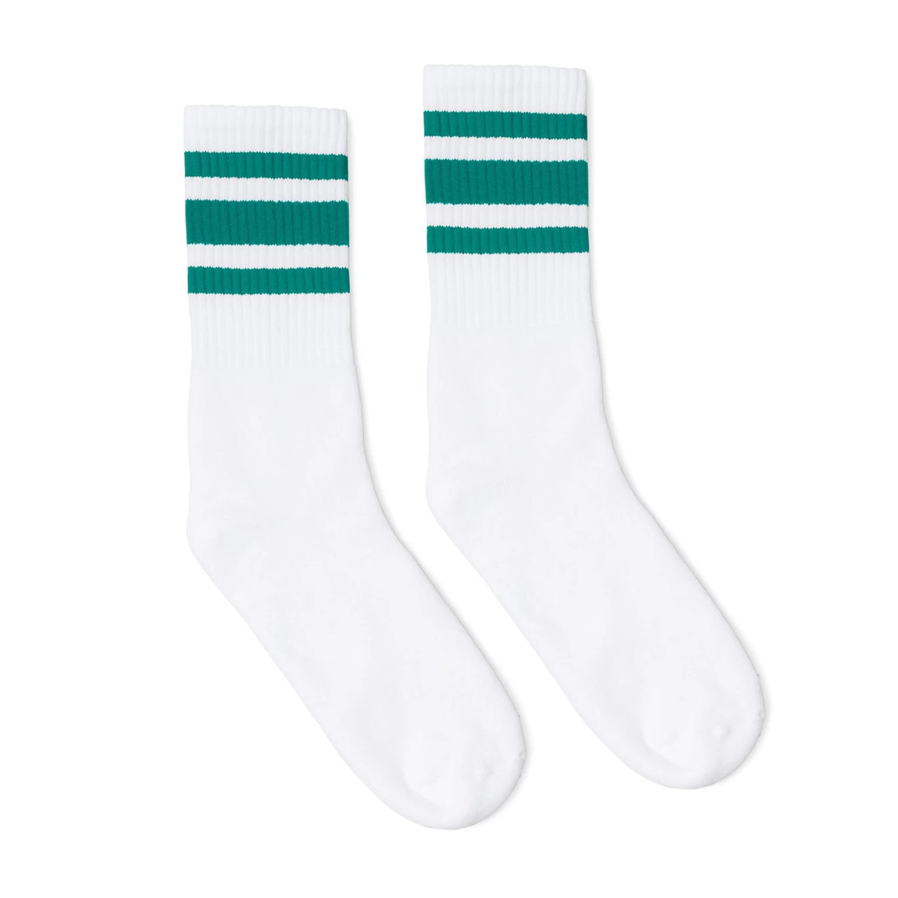 Socco Crew Socks - White With Teal Stripes 1 Socco Crew Socks - White With Teal Stripes