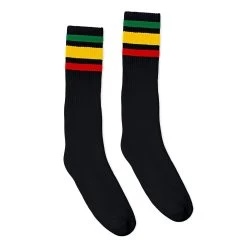 Socco Knee High Socks - Black With Rasta Stripes