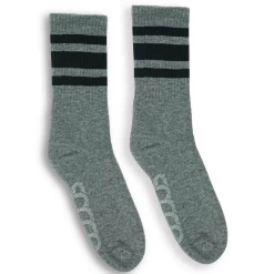 Socco Dark Heather Grey With Black Stripes Crew Sock