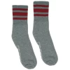 Socco Dark Heather Grey With Cardinal Stripes Crew Sock