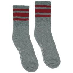 Socco Dark Heather Grey With Cardinal Stripes Crew Sock