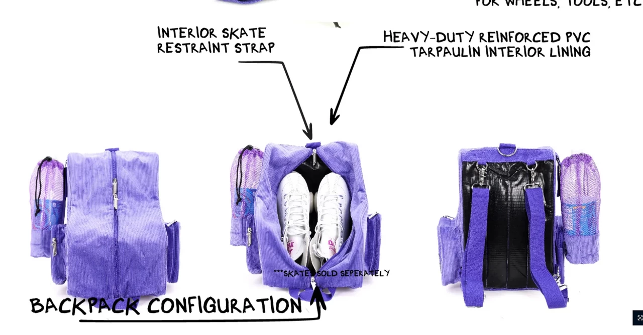 Freewheelin' Roller Skate Crossover Bag - Corduroy Lavender 2 Freewheelin' Roller Skate Crossover Bag - Corduroy Lavender - Image 2