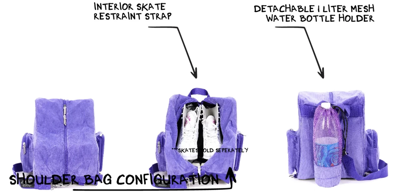 Freewheelin' Roller Skate Crossover Bag - Corduroy Lavender 3 Freewheelin' Roller Skate Crossover Bag - Corduroy Lavender - Image 3