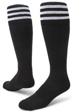 Mach III Knee High Socks - Black With White Stripes