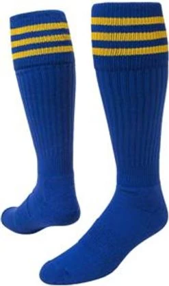 Mach III Knee High Socks - Blue With Gold Stripes