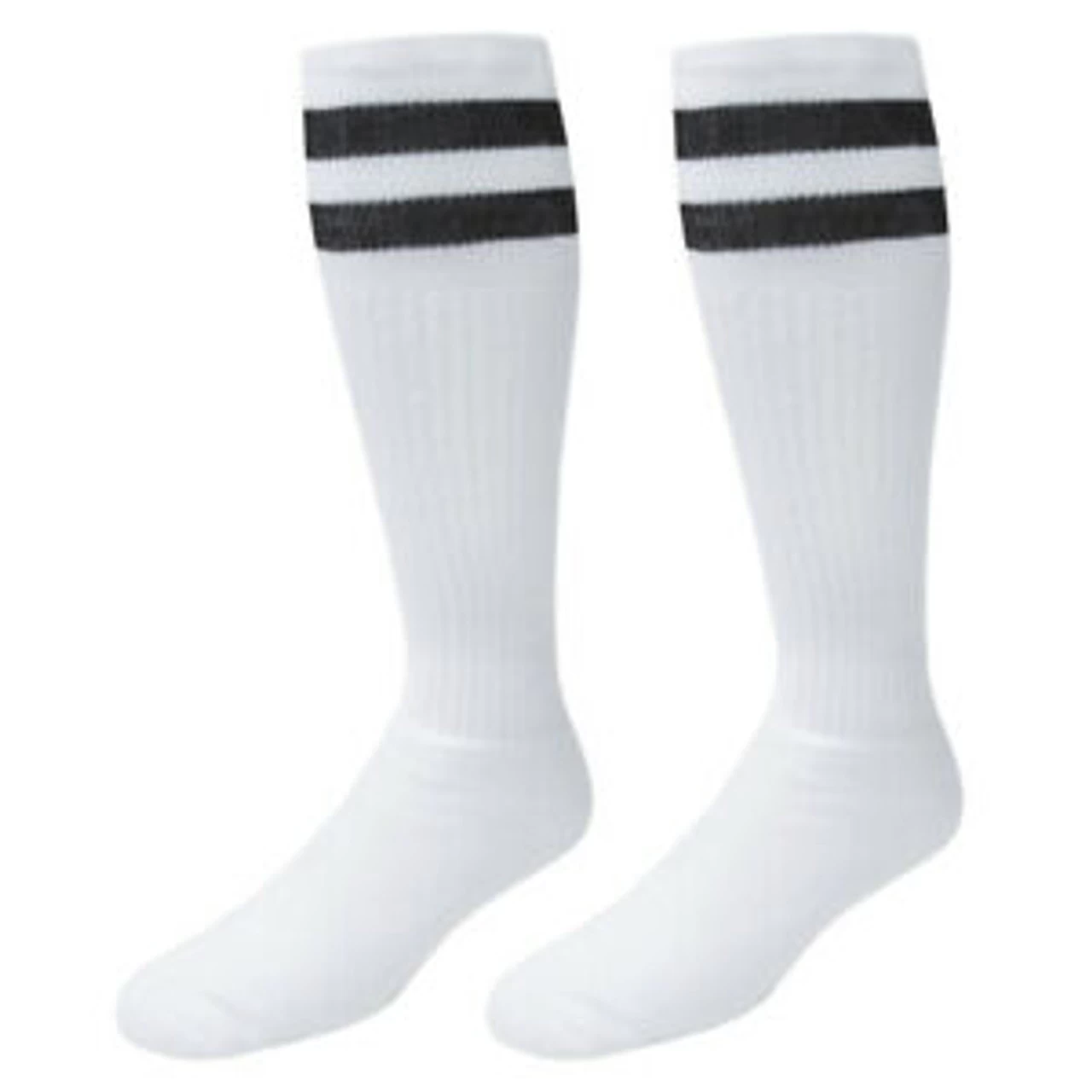 Old School Knee High Socks - White With Black Stripes